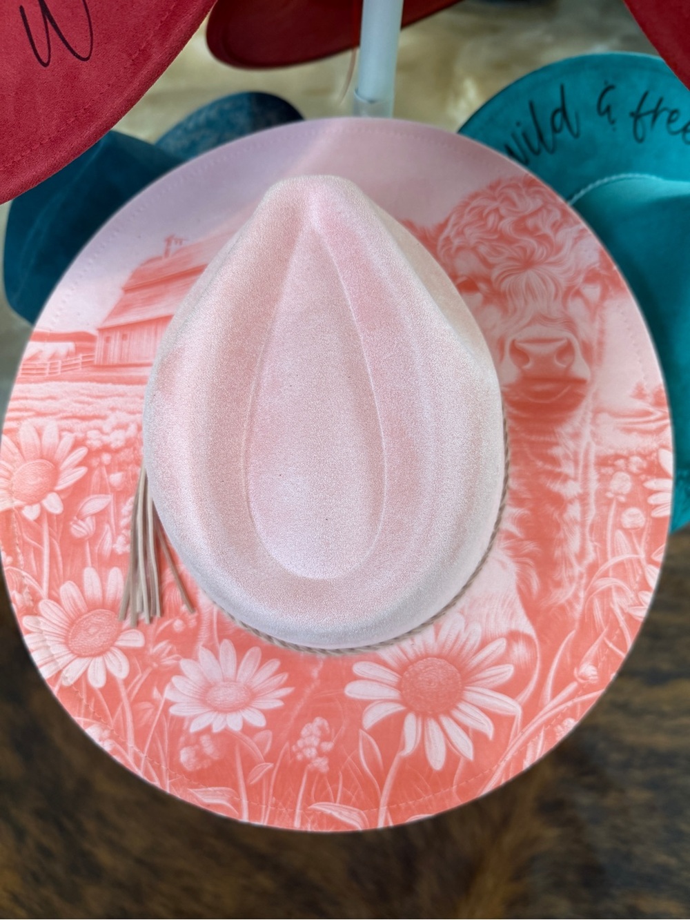 Pink Floral Cowboy Hat - Unbranded Western Party Hat